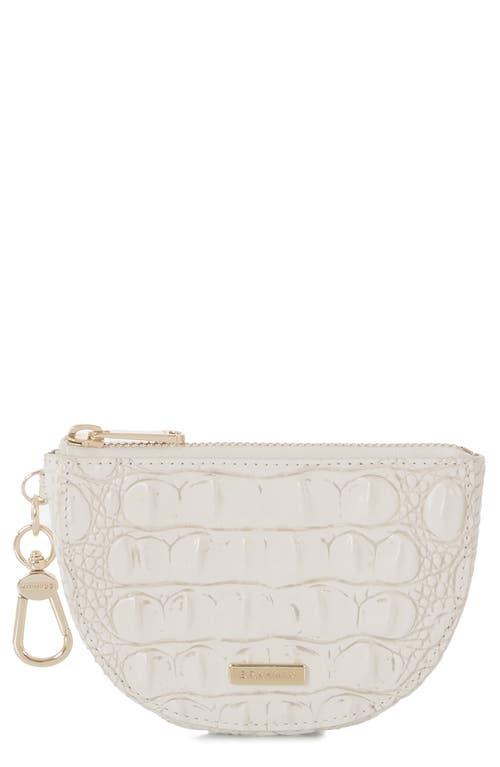 Britt Croc Embossed Leather Coin Holder in Coconut Milk