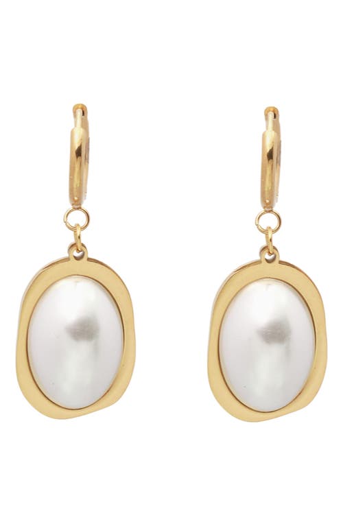 Diana Imitation Pearl Drop Earrings in Gold