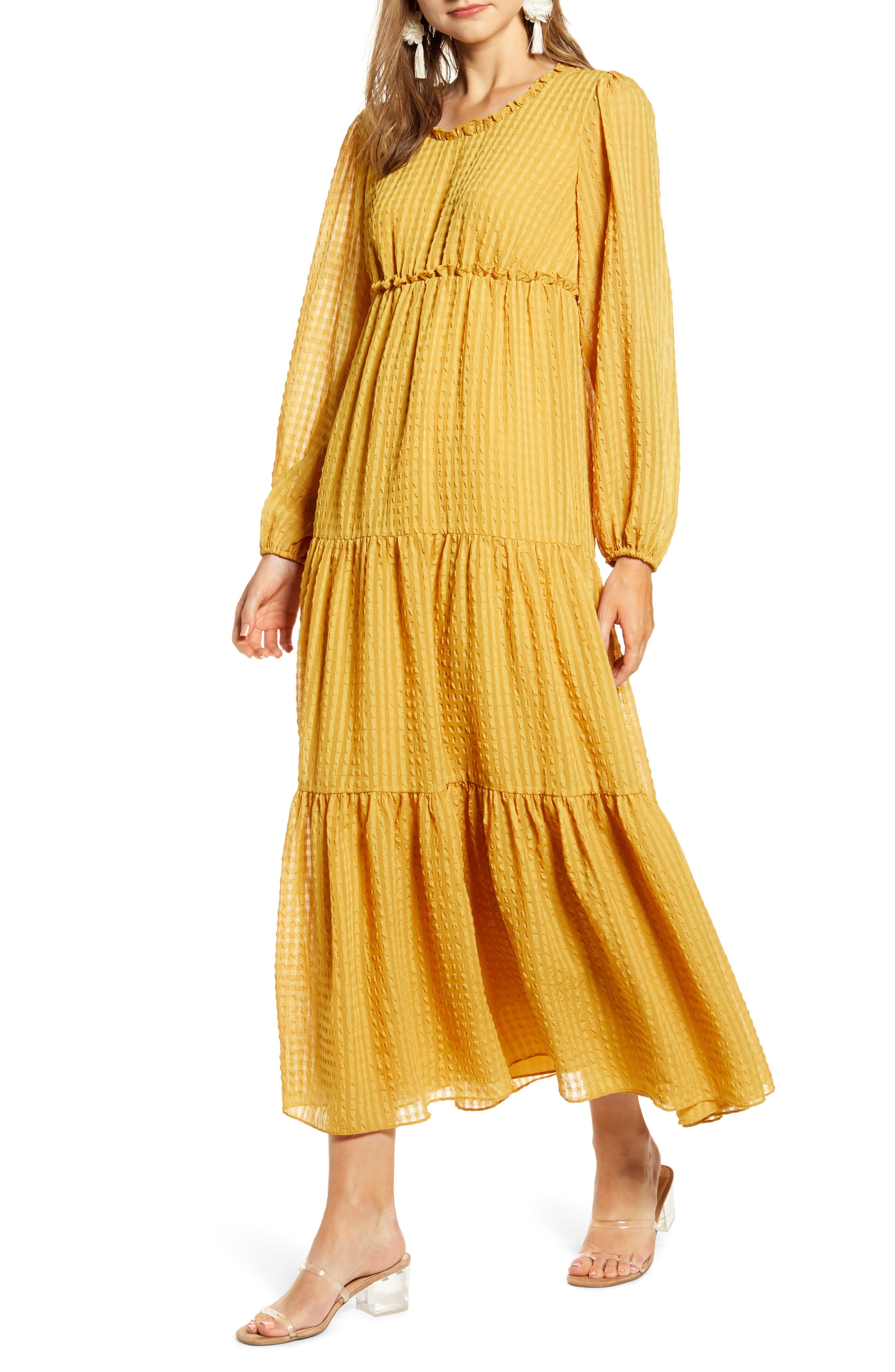 long sleeve maxi dress yellow
