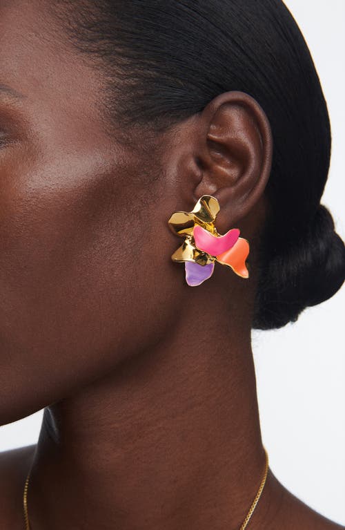 Sterling King Enamel Lotus Petal Earrings In Gold/sunrise
