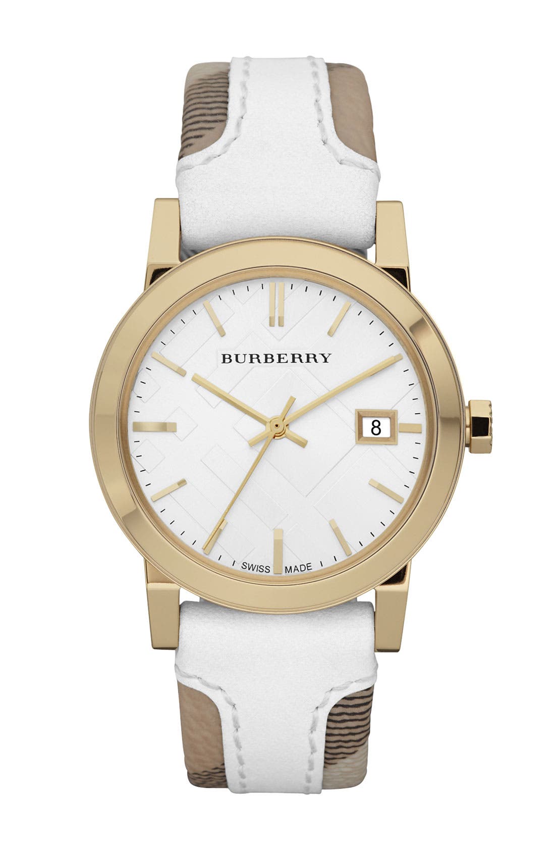 Burberry Medium Stamped Leather Strap Watch Nordstrom
