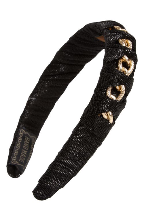 Tasha Crystal & Chain Link Headband in Black Gold