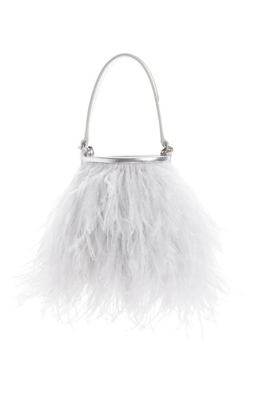 Shop Givenchy Shark Lock Faux Feather Bucket Bag In Light Grey