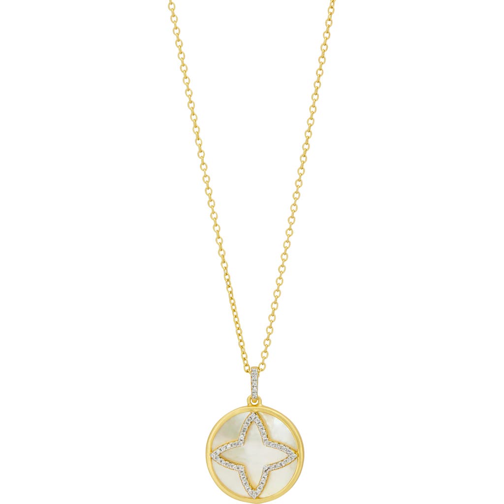 Freida Rothman Coastal Clover Pendant Necklace In Mother Of Peral/silver/gold