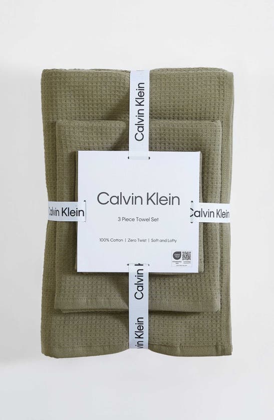 Shop Calvin Klein Eternity Cotton Bath Essentials In Dusty Green
