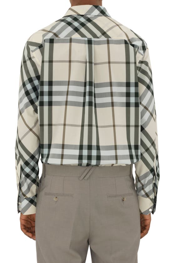 Shop Burberry Oversize Check Cotton Button-up Shirt In Alabaster Ip Check