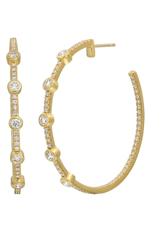 Monaco Inside Out Diamond Hoop Earrings in 18K Yellow Gold