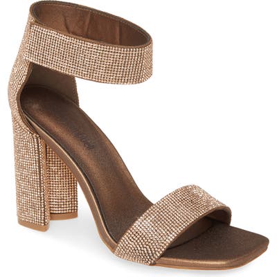 Jeffrey Campbell Lorena Embellished Ankle Strap Sandal- Metallic