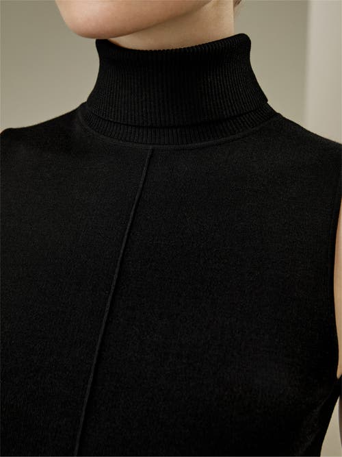 LILYSILK LILYSILK SILK KNITTED TURTLENECK SLEEVELESS TOP 