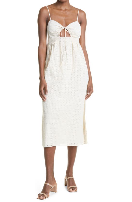 Click to view more detailed imagery on our partner's website Rebecca Taylor Sleeveless Embroidered Midi Dress In Papier Mache