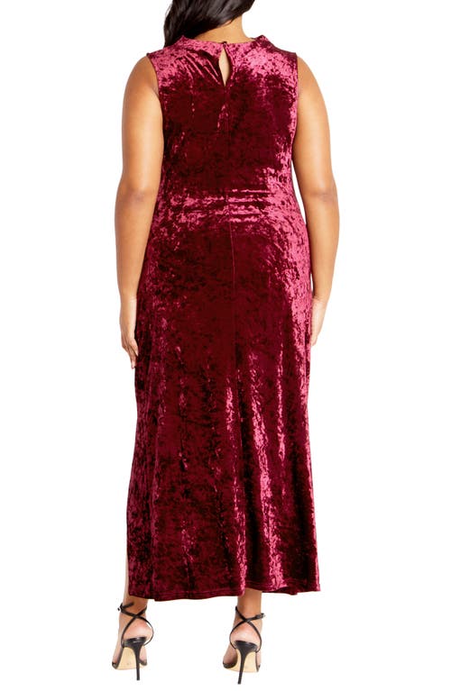 Shop City Chic Mae Sleeveless Crushed Velvet Dress In Ruby