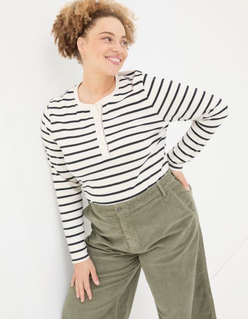 Shop Fatface Plus Size Hettie Stripe Henley Top In Ivory