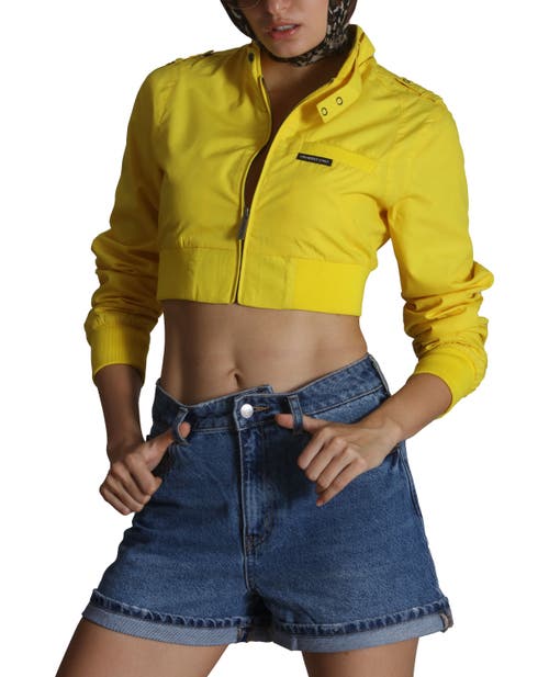 Members Only Mini Cropped Racer Jacket In Yellow