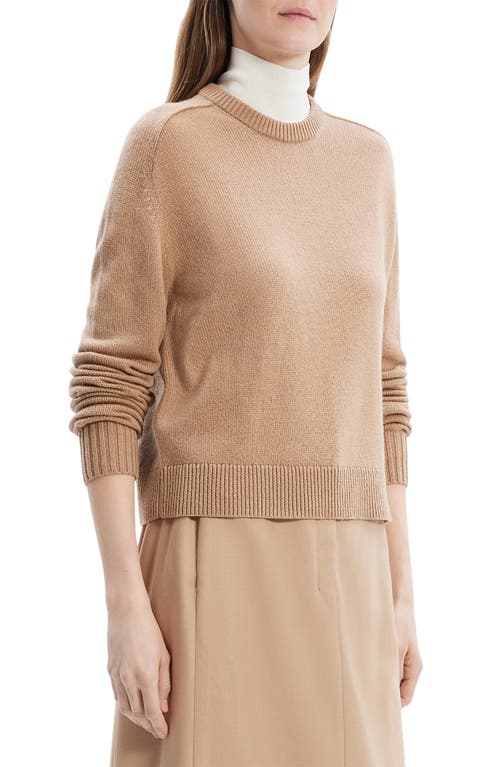 Shop Theory Cashmere Crewneck Crop Sweater In Royal Camel