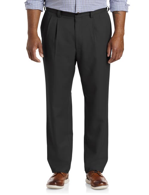 Oak Hill Waist-relaxer Pleated Microfiber Pants In Black