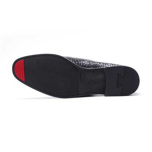 Carlos Santana Louis Bit Loafer In Black Croco