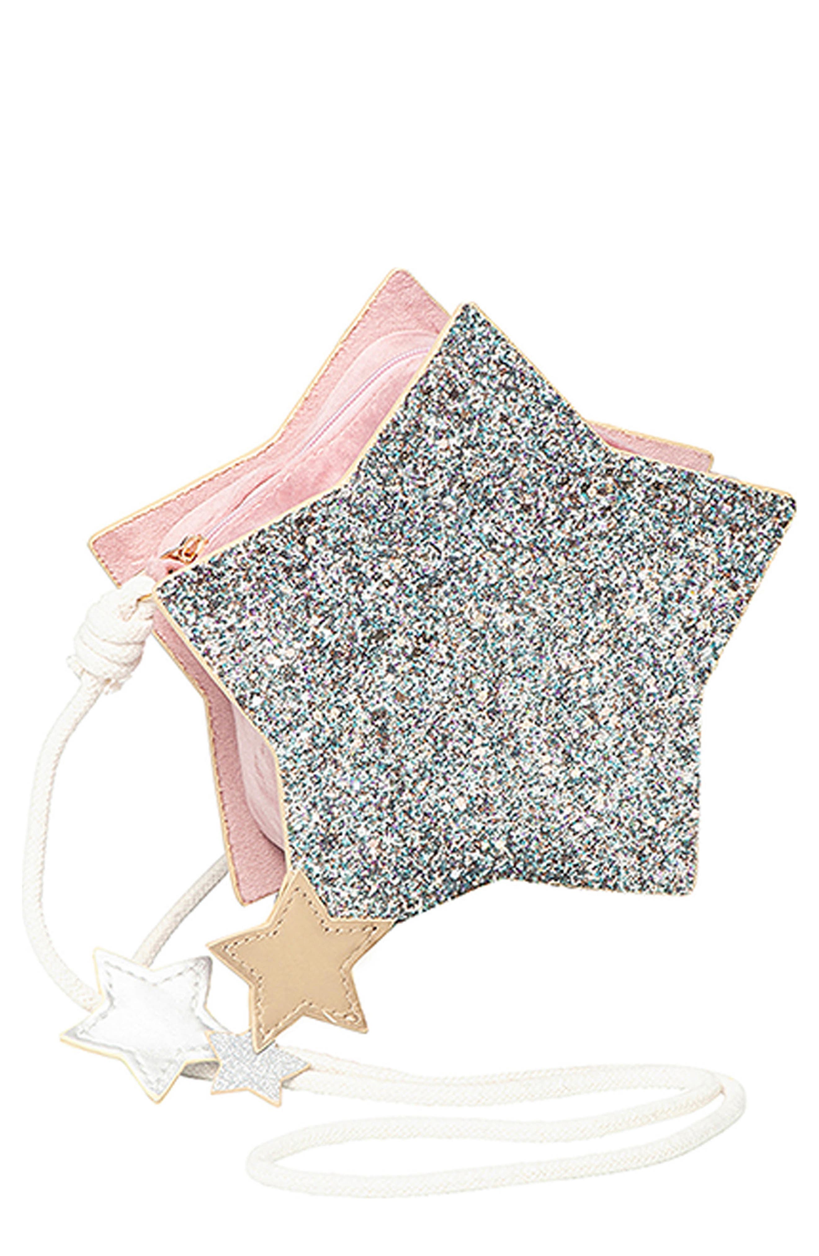 Mimi & Lula Kids' Sparkly Glitter Star Crossbody Bag in Silver 
