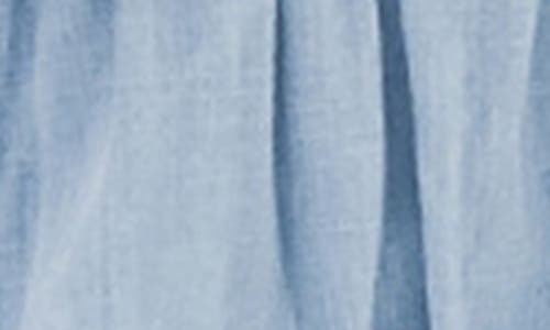 Rufflebutts Ruffle Denim Bubble Romper & Tights Set In Light Wash Denim
