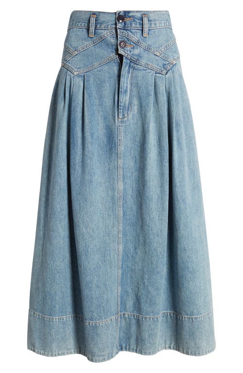 Shop The Great . The Field Denim Maxi Skirt In Misty Wash