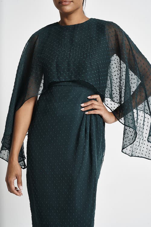 Shop Frock And Frill Cape Sleeve Embellished Midi Gown In Green