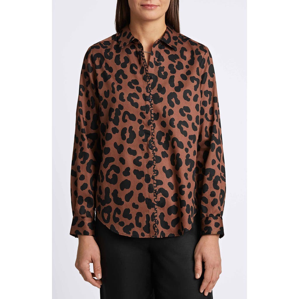 FOXCROFT FOXCROFT CHEETAH PRINT SHIRT