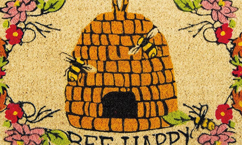 Shop Tag Bee Happy Door Mat In Beige Multi