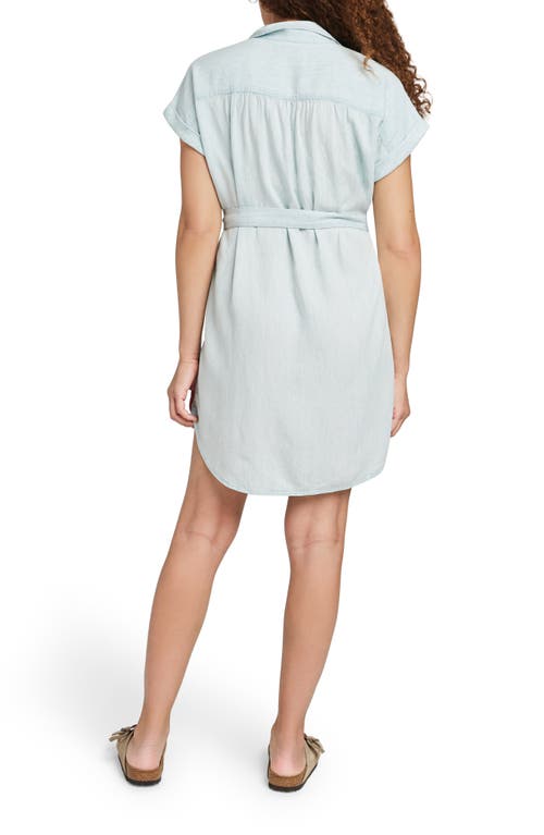 Shop Faherty Breeze Belted Chambray Shirtdress In Icy Blue