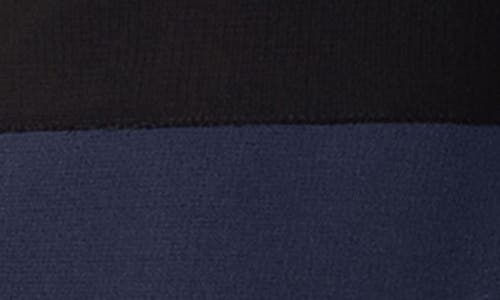 St John Bi-color Milano Knit One-shoulder Midi Dress In Navy/black