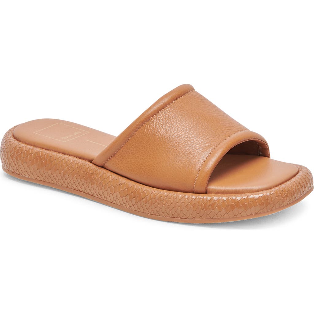 Dolce Vita Aisha Platform Slide Sandal In Tan Leather