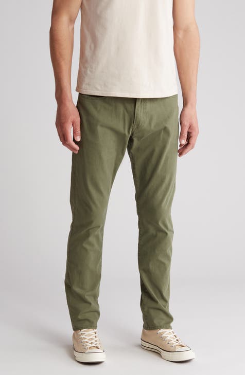 Regular Fit Linen-blend Joggers - Khaki green - Men
