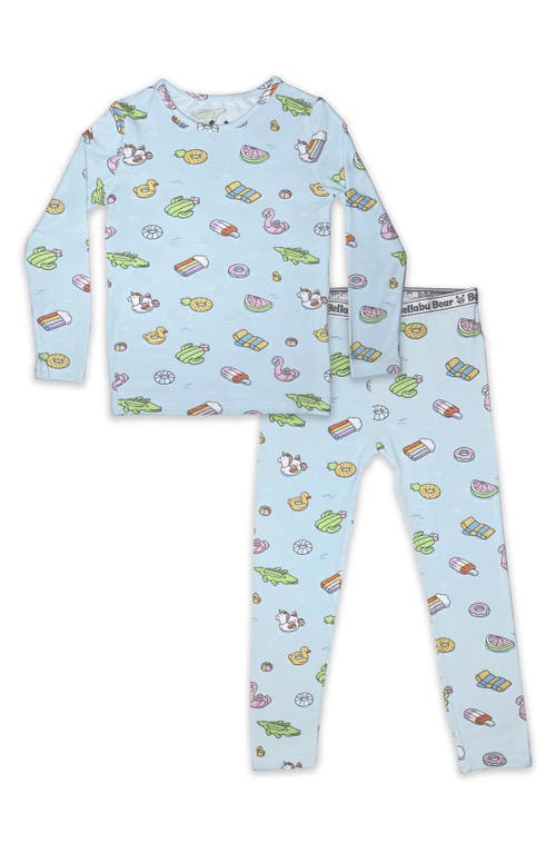 Bellabu Bear Kids' French Pool Floats Print Fitted Two-Piece Pajamas at Nordstrom, Size 18-24 M