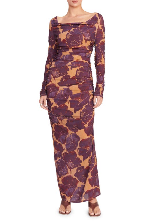 STAUD Solana Floral Print Long Sleeve Maxi Dress Dried Pressed Flowers at Nordstrom,