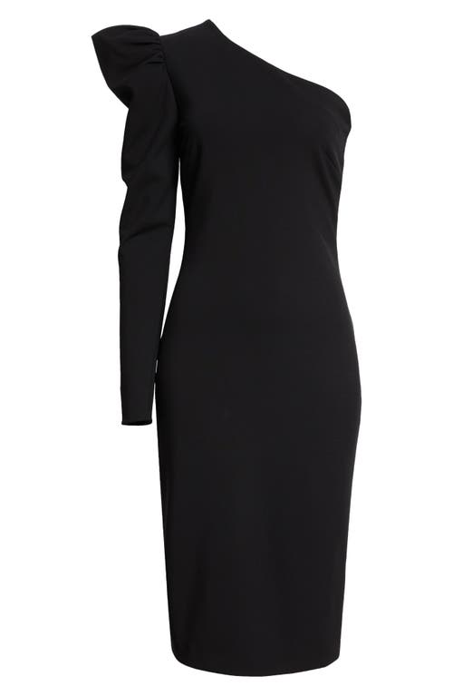 Shop Max Mara Falda One-shoulder Knit Dress In Black