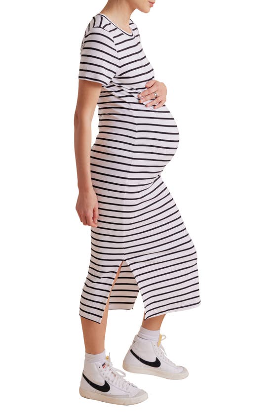 Shop A Pea In The Pod Jersey Midi Maternity Dress In Black / White Stripe