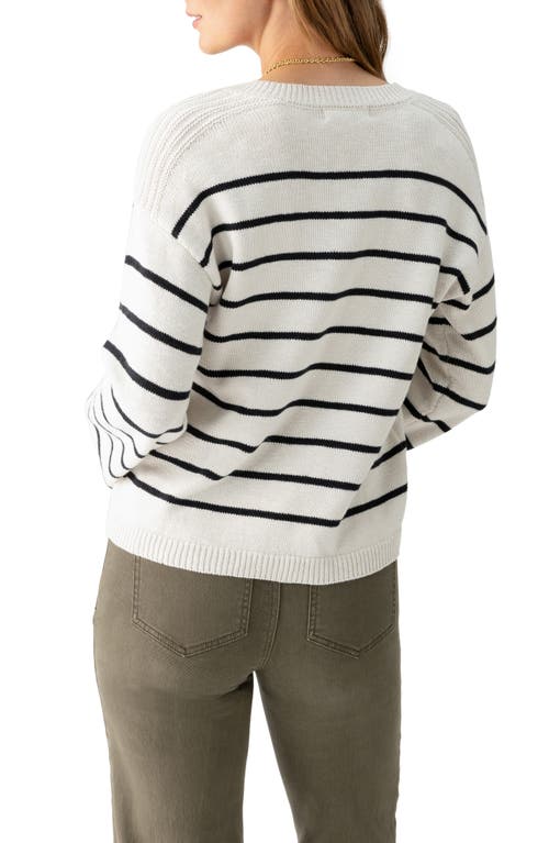 Shop Sanctuary Chill Vibes Stripe Cotton V-neck Sweater In Chalk/black