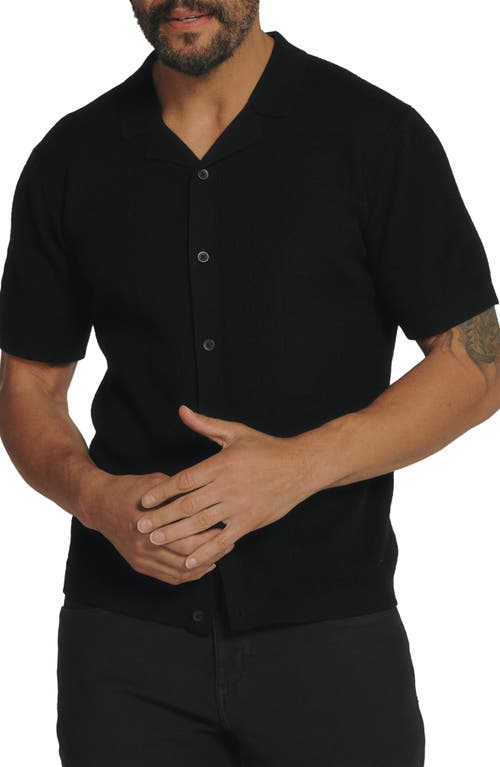 7 Diamonds Jonas Camp Collar Short Sleeve Cardigan In Black