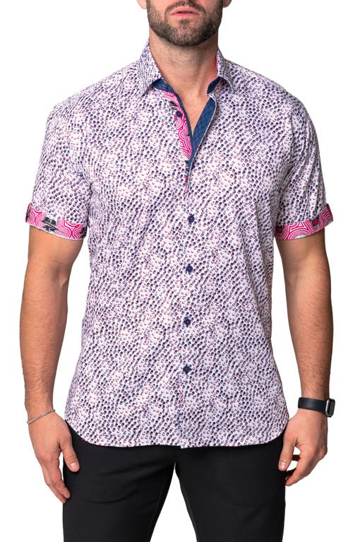 Maceoo Galileo Pool Short Sleeve Contemporary Fit Button-Up Shirt White Multi at Nordstrom,