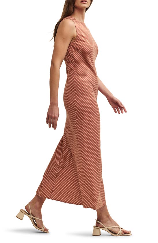 Nobody's Child Lia Stripe Linen Blend Midi Dress In Red