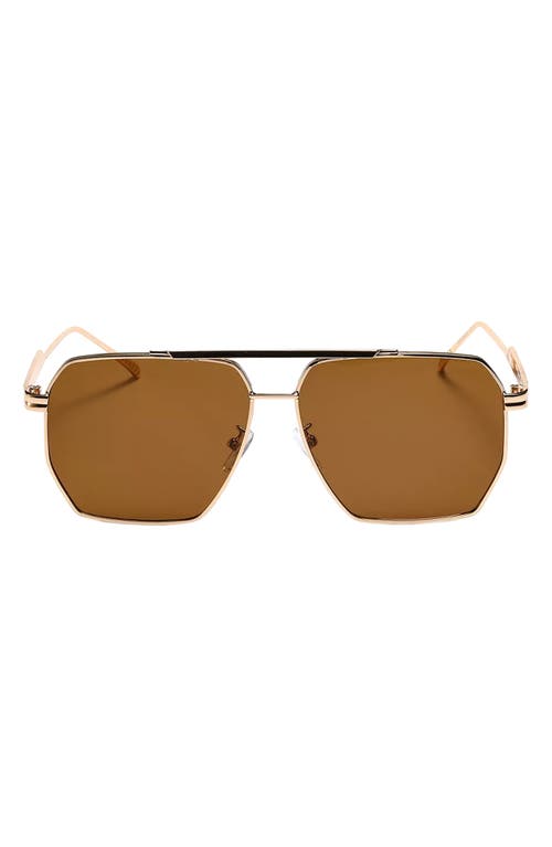 Fifth & Ninth Goldie 60mm Polarized Aviator Sunglasses In Gold/brown