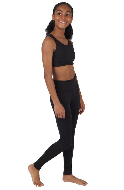 Shop Yogalicious Kids' Ruffle Sports Bra & Leggings Set In Black