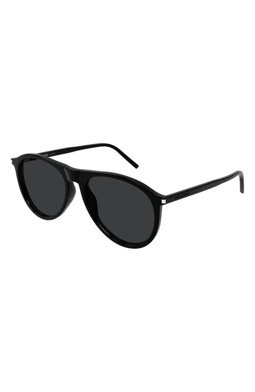 Shop Saint Laurent 56mm Pilot Sunglasses In Black