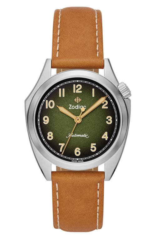 Shop Zodiac Field Olympos Automatic Leather Strap Watch, 40mm In Brown