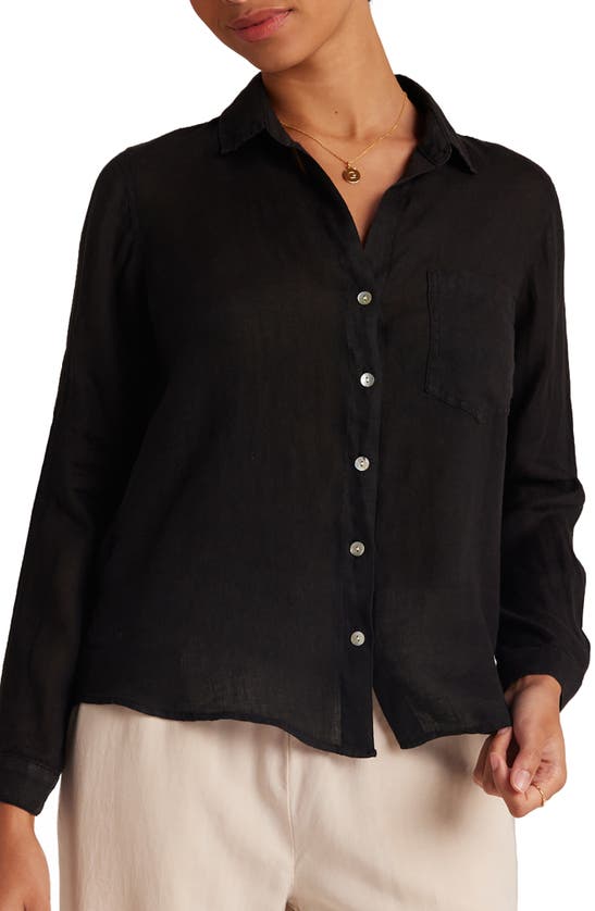 Bella Dahl Garment Dyed Linen Button-up Shirt In Black