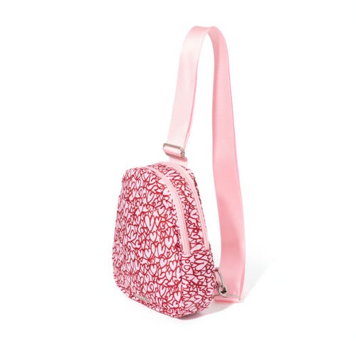 Shop Baggallini Double Zip Mini Sling Bag In Heart Print