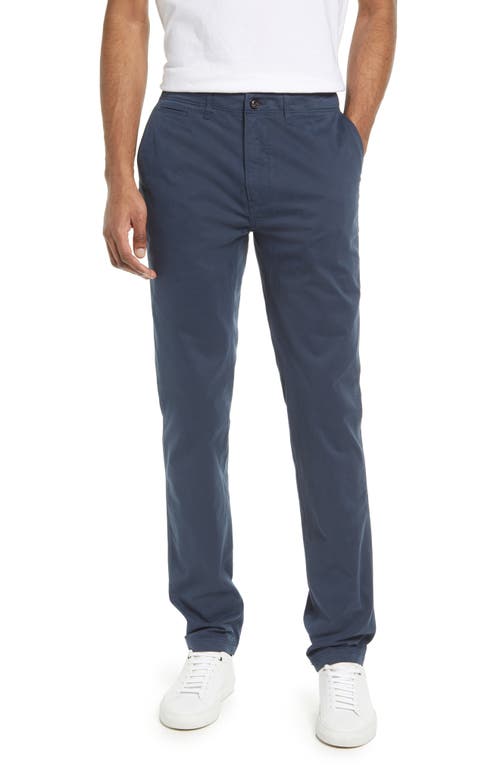 Stretch Cotton Straight Leg Chinos in Carbon Blue