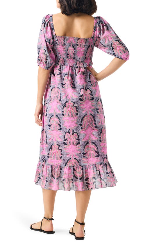 Shop Nic + Zoe Petal Patch Smocked Midi Dress In Pink Multi