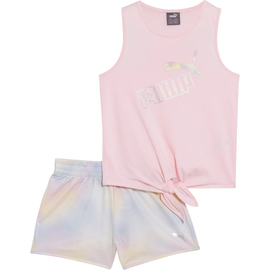 Shop Puma Kids' Tank Top & Shorts 2-piece Set In Light Pink/white