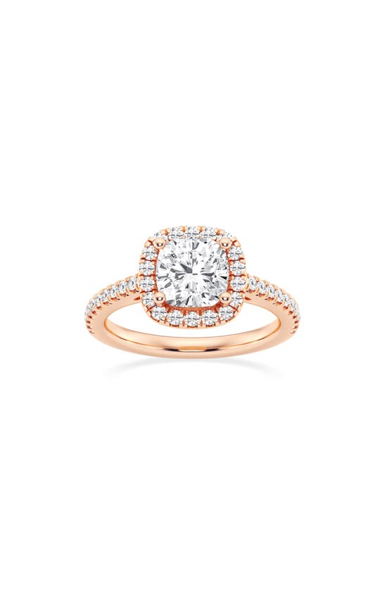 Badgley Mischka Cushion Cut Lab Created Diamond Halo Ring In Pink