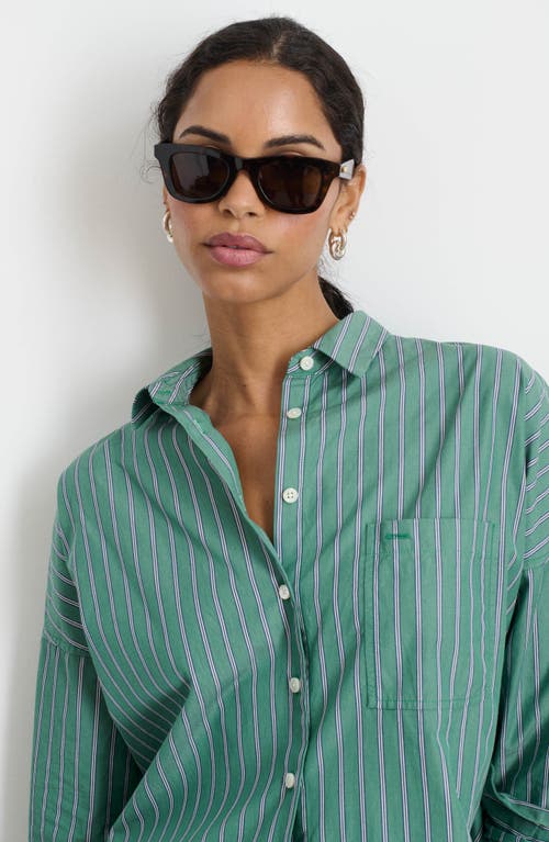 Shop Alex Mill Jo Stripe Cotton Button-up Shirt In Green Stripe