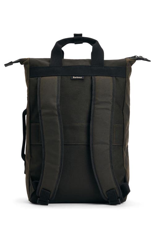 Barbour Field Water Resistant Waxed Cotton Backpack In Olive/black